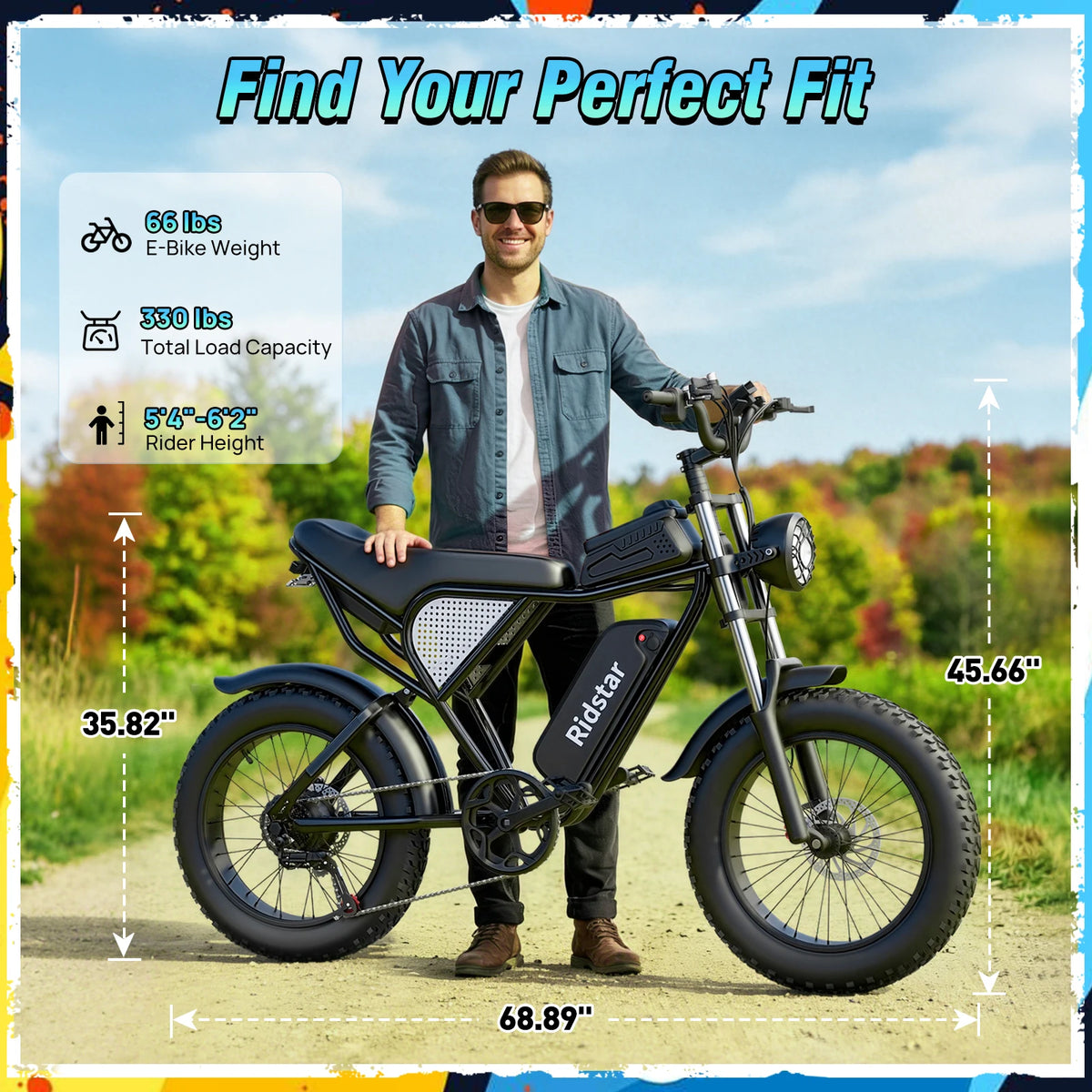 Ridstar Q30 2000W Electric Fat Bike 48V 20Ah Detachable Battery