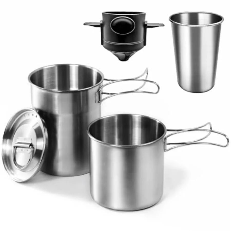 Foldable Stainless Steel Outdoor Camping Cookware Set