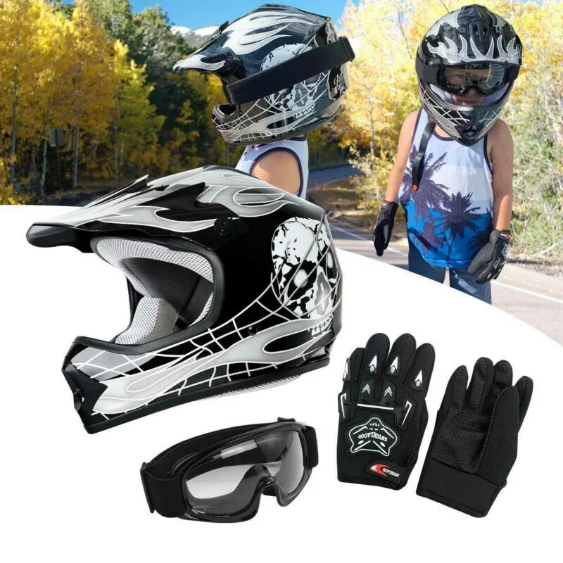 TCMT Youth Full Face Protective Motorcycle Cycling Helmet