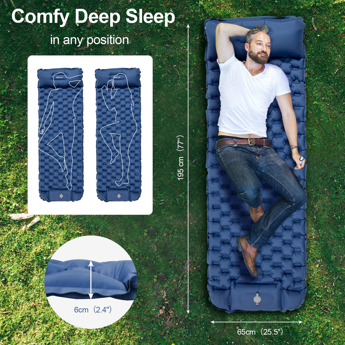 Waterproof Ultralight Air Mattress With Pillow Insulated Pad TPU