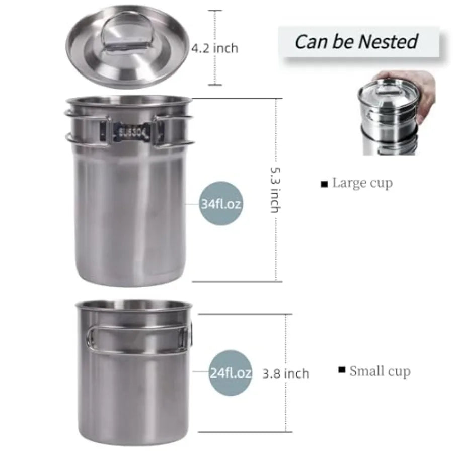 Foldable Stainless Steel Outdoor Camping Cookware Set