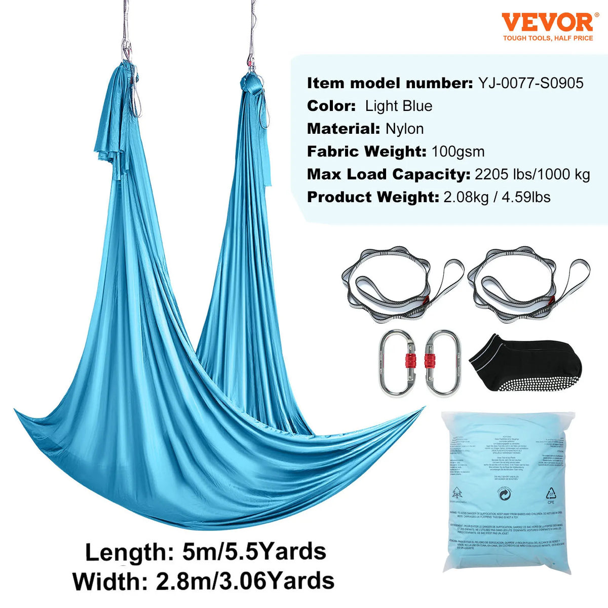SucceBuy Aerial Yoga Hammock And Full Rigging Hardware Kit