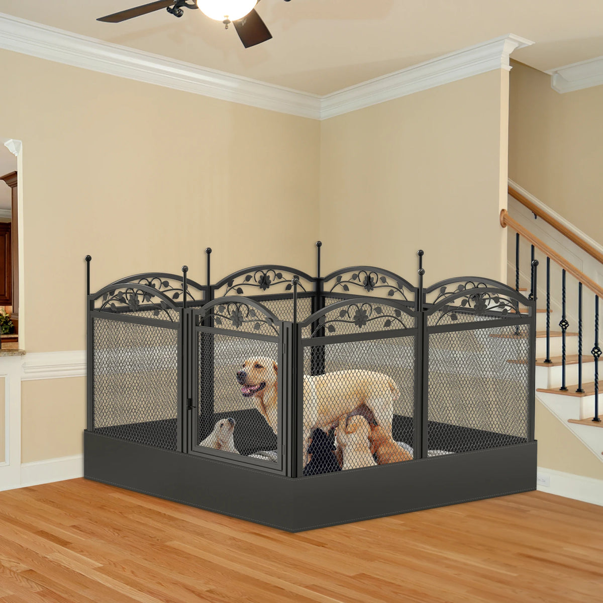 BINGOPAW Heavy Duty Dog Playpen For Indoor Outdoor Use With Waterproof Pad