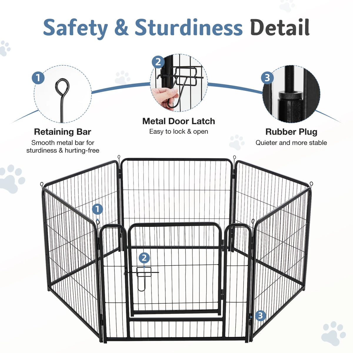 JHK 6 Panel Metal Dog Playpen Foldable Outdoor Pet Fence