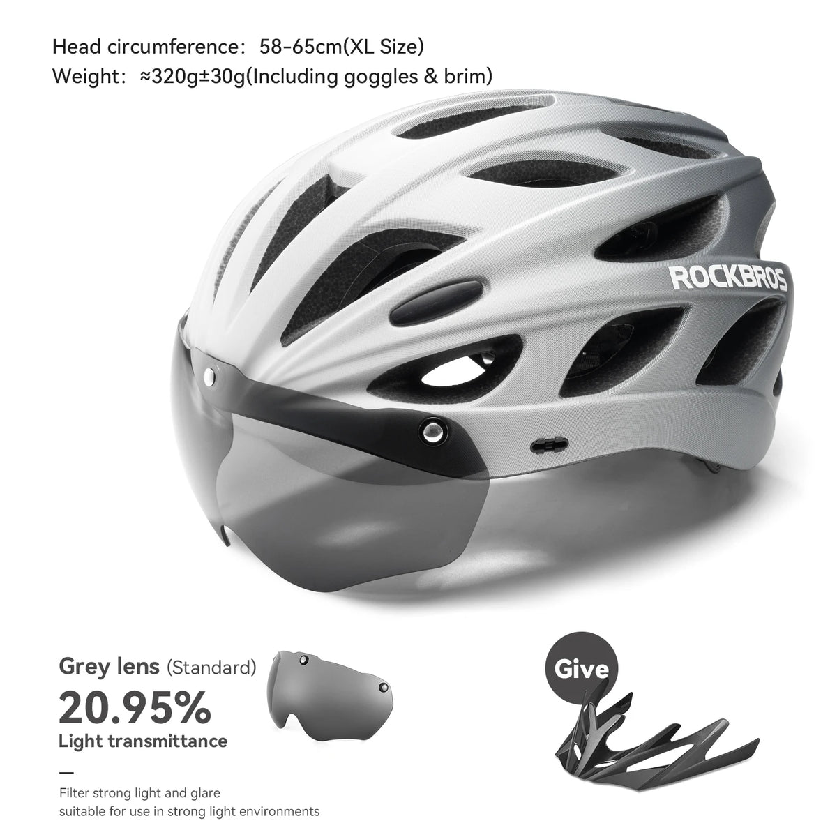 Rockbros Lightweight Cycling Helmet With Protective Goggles