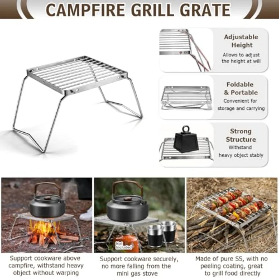 Stainless Steel Camping Cookware Set With Pots Pan And Kettle