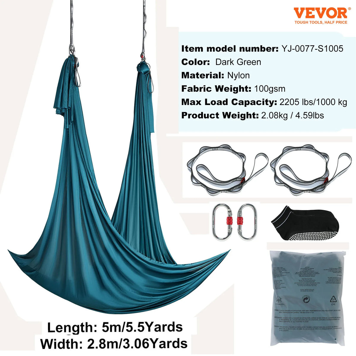 SucceBuy Aerial Yoga Hammock And Full Rigging Hardware Kit