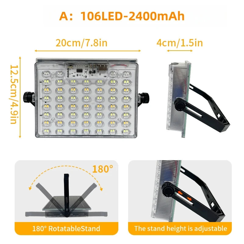 Morglad Solar LED Flashlight USB Rechargeable Outdoor Camping Lantern