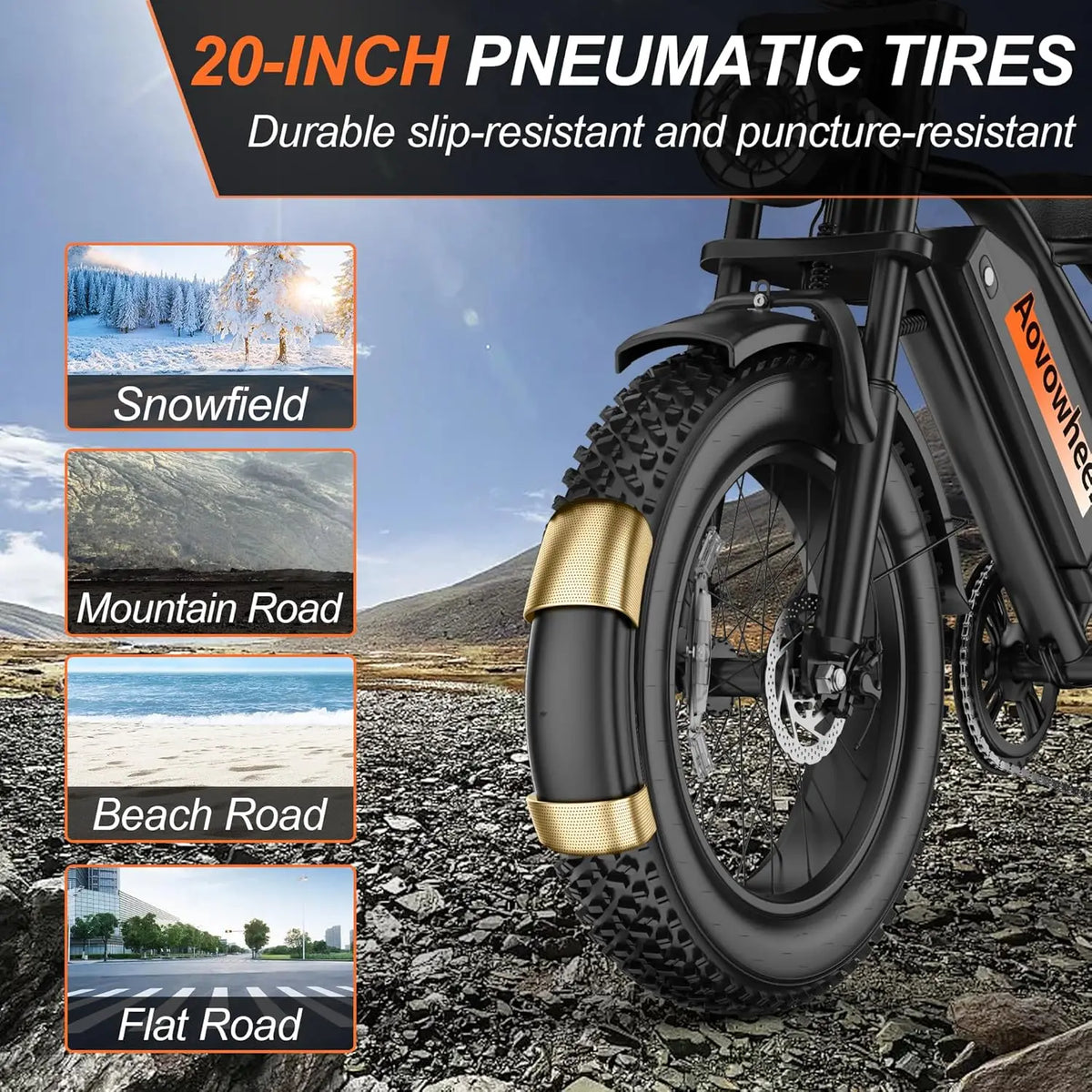 AOVOWHEEL AW2PRO Electric Bike 1500W Fat Tire 70 Mile Range