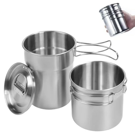 Foldable Stainless Steel Outdoor Camping Cookware Set