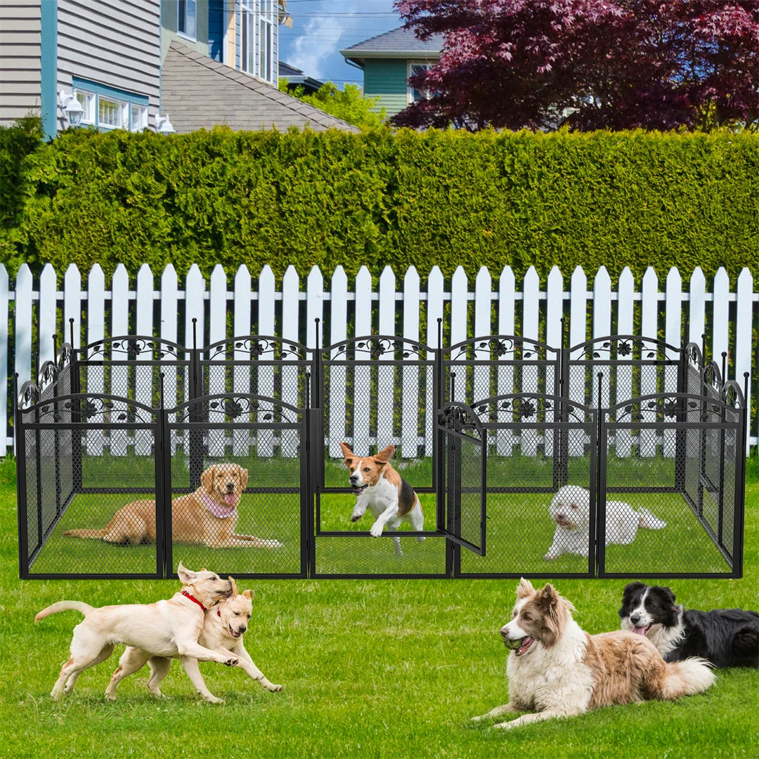BINGOPAW Heavy Duty Dog Playpen For Indoor Outdoor Use With Waterproof Pad