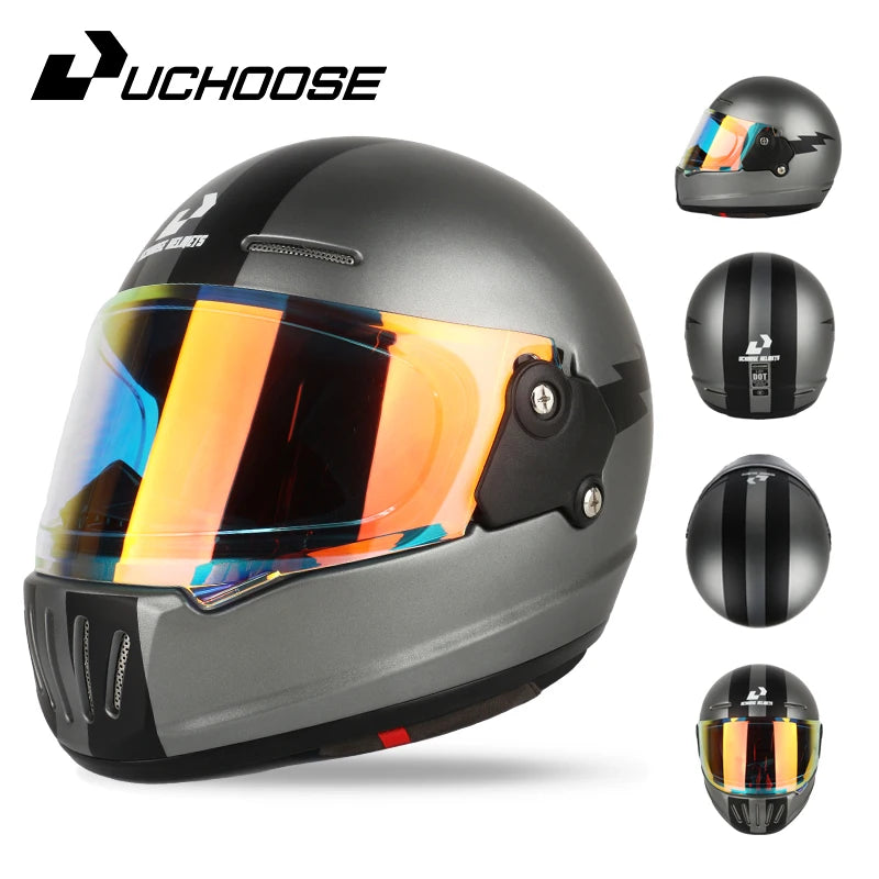 UCHOOSE DOT Certified Retro Open Face Motorcycle Helmet