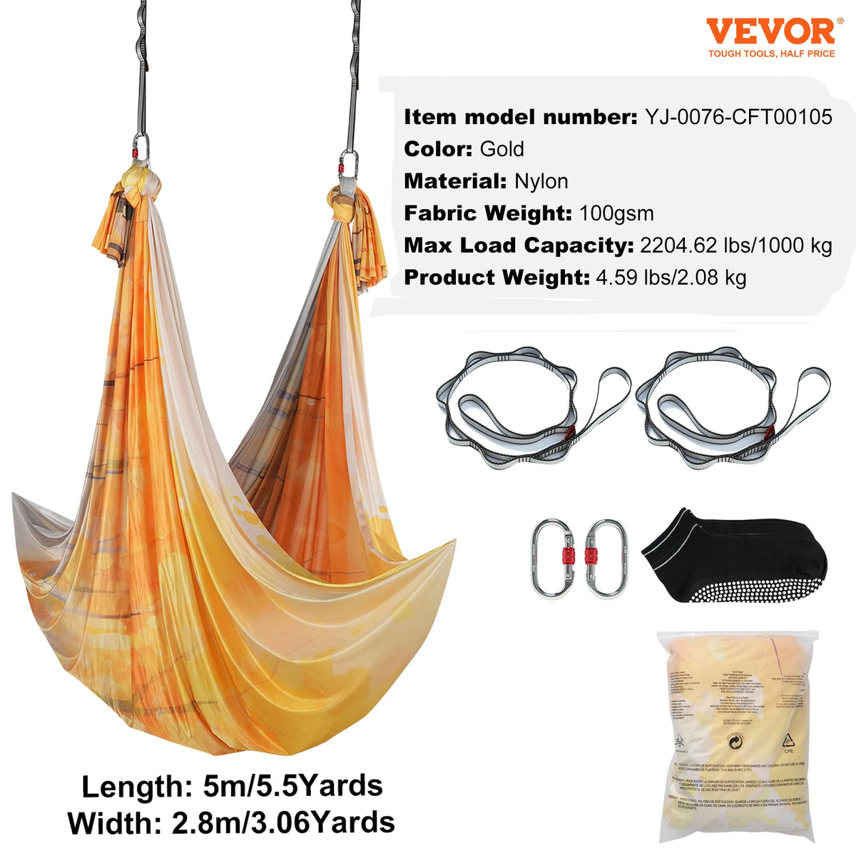 SucceBuy Aerial Yoga Hammock And Full Rigging Hardware Kit