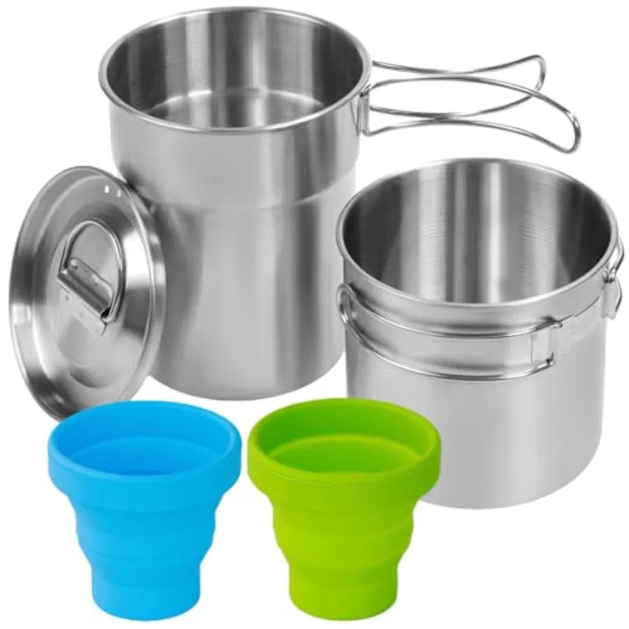 Foldable Stainless Steel Outdoor Camping Cookware Set