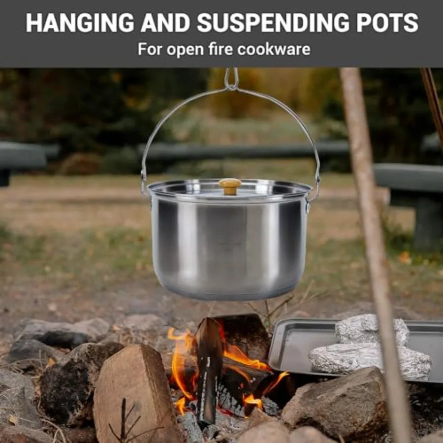 Stainless Steel Camping Cookware Set With Pots Pan And Kettle