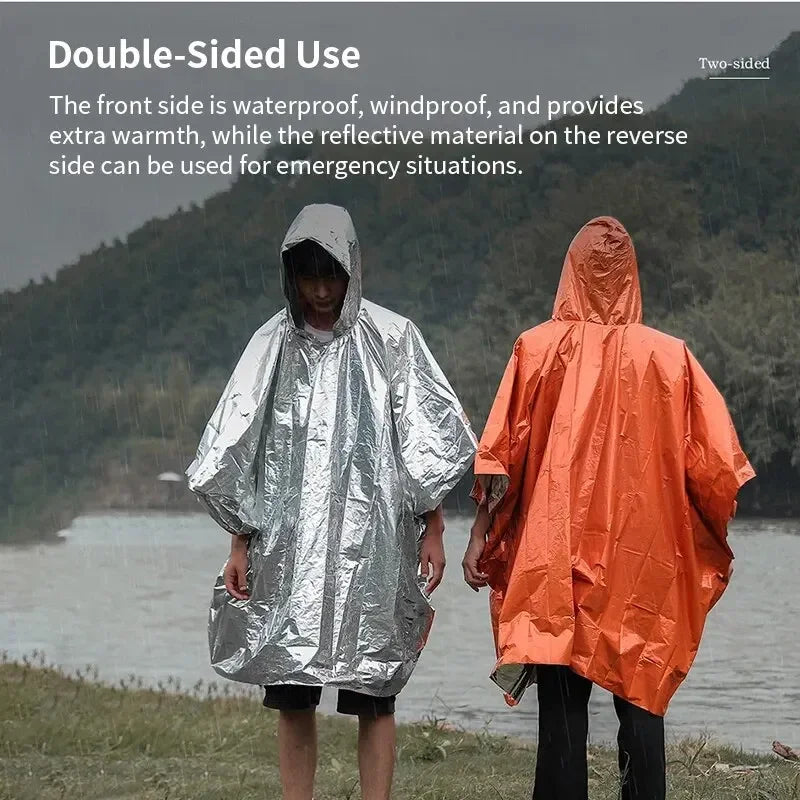 Emergency Rain Poncho Waterproof Rainwear For Camping Survival Gear