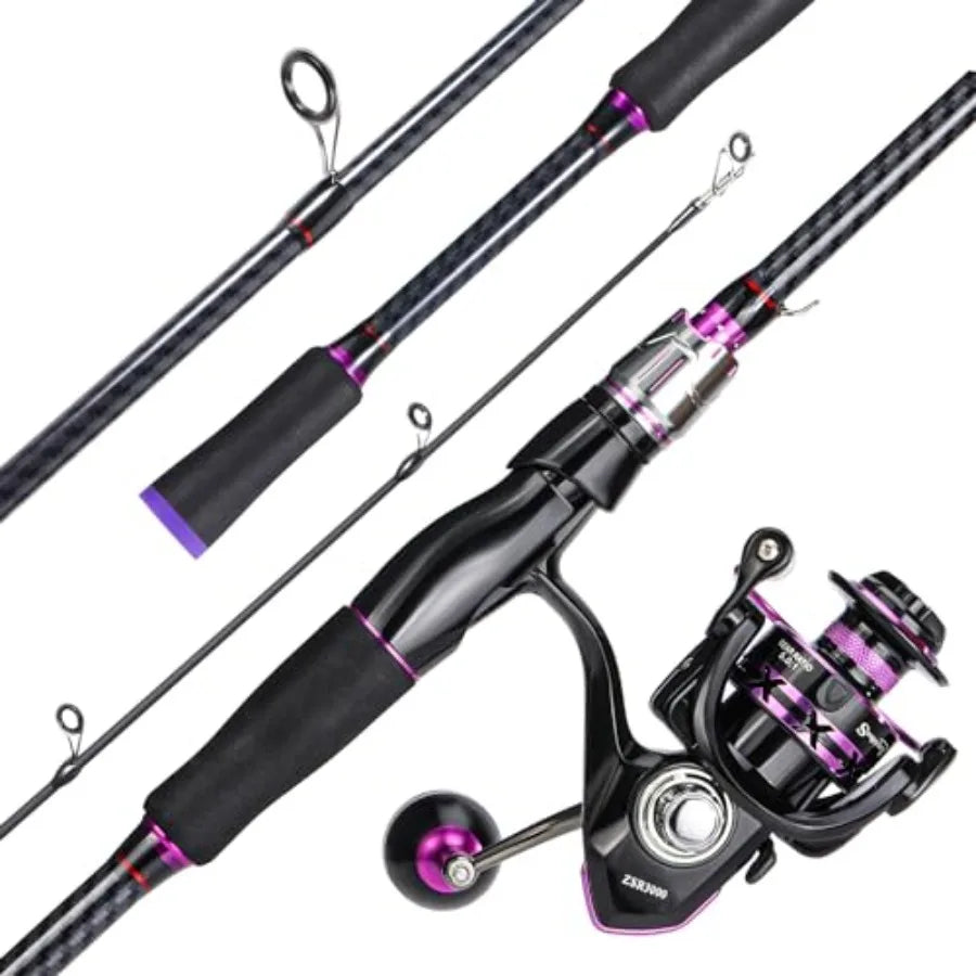Spinning Rod And Reel Combo Carbon Glass Fiber Rod Set