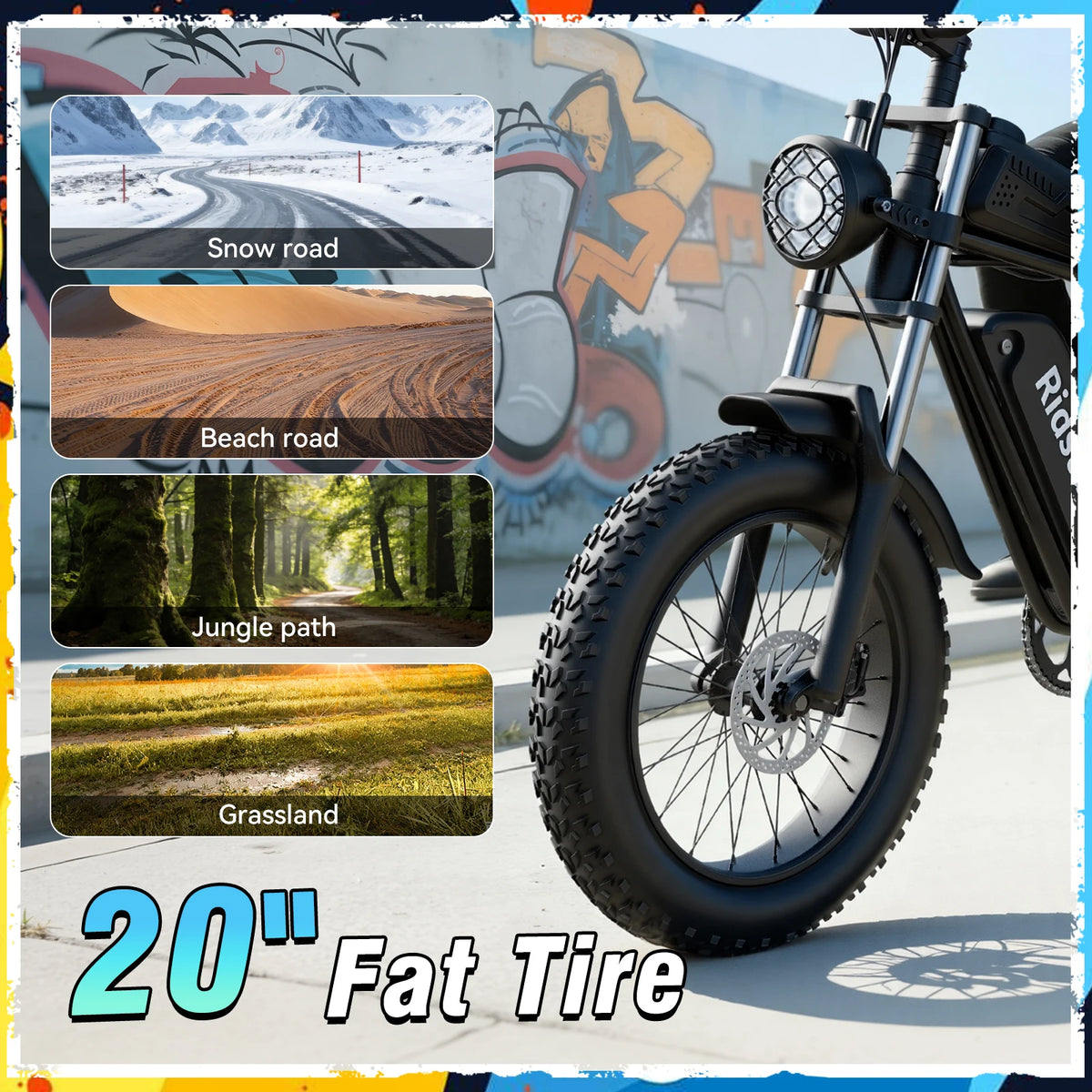 Ridstar Q30 2000W Electric Fat Bike 48V 20Ah Detachable Battery