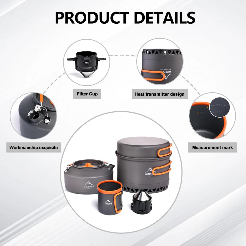 WIDESEA Outdoor Camping Cookware Set With Kettle And Utensils