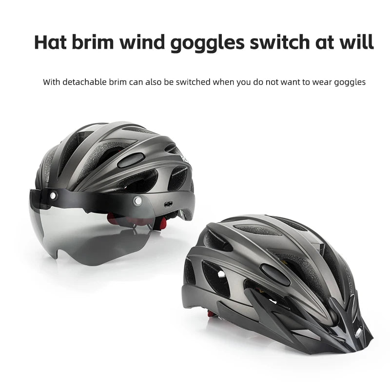 Rockbros Lightweight Cycling Helmet With Protective Goggles