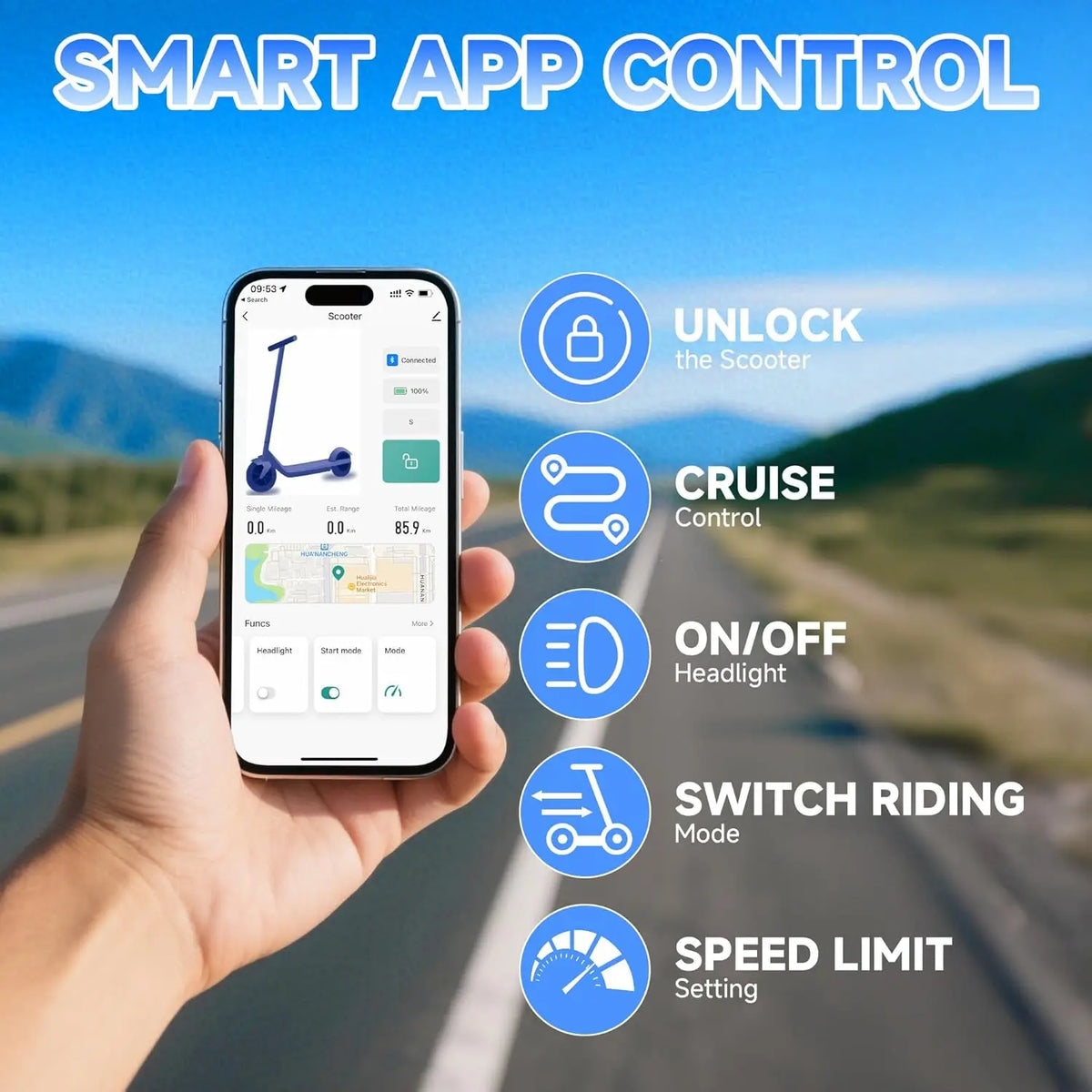 AOVOPRO Electric Scooter With Powerful Motor And App Control