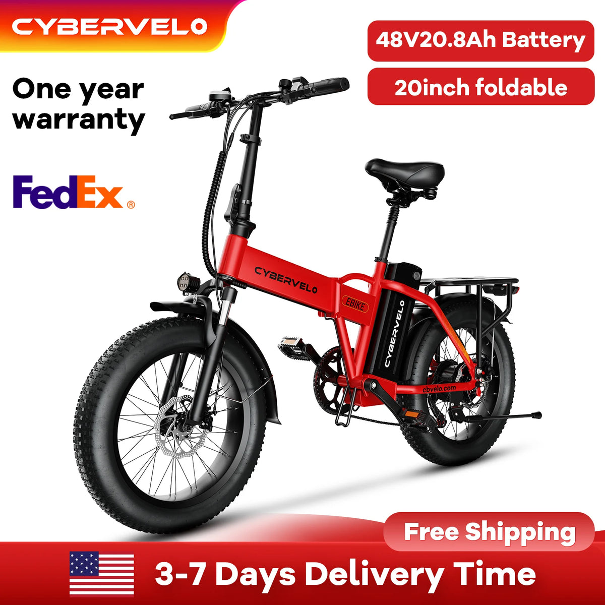 CYBERVELO 1000W Foldable Electric Bike EK4 EK5 Fat Tire