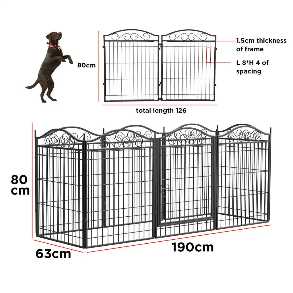 BINGOPAW 8 Panels Heavy Duty Metal Dog Playpen With Gate