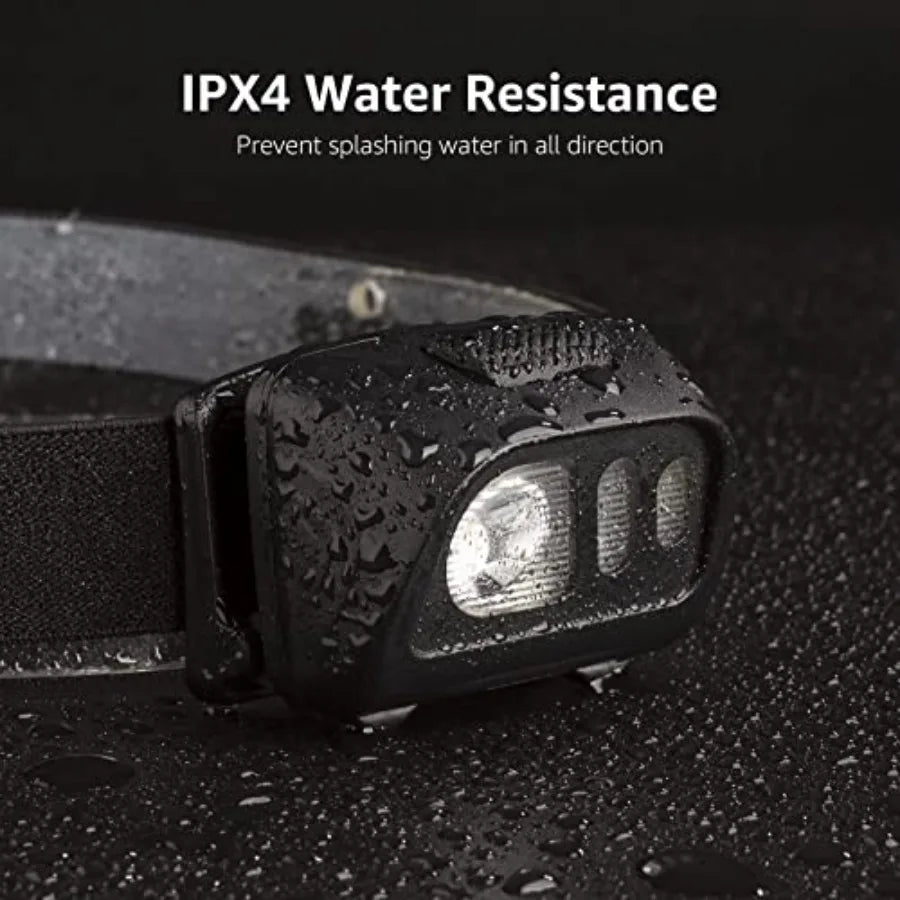 IPX4 Waterproof LED Headlamp With 1500 Lux And Red Light