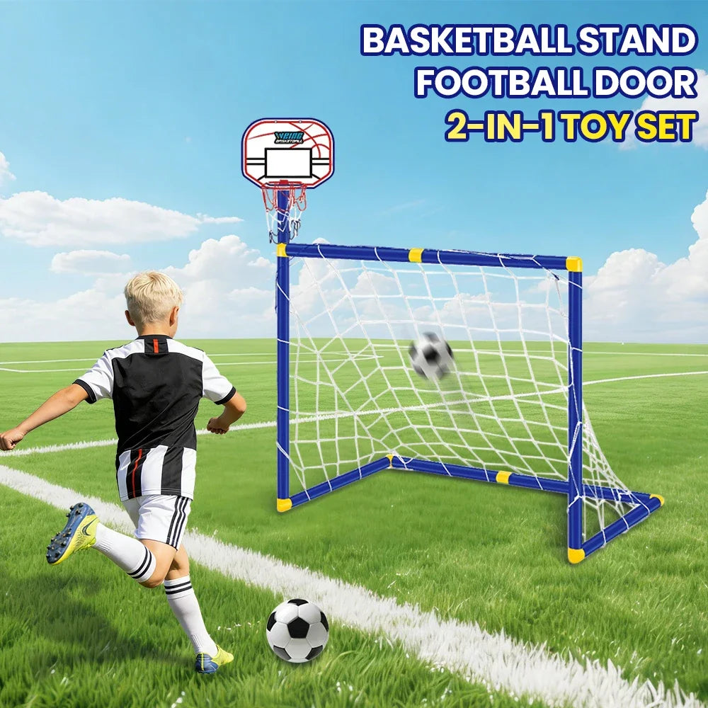2 IN 1 Sports Toys Children's Basketball Stand Football Goal Toy Portable Indoor Outdoor Games Child Boys Kids Birthday Gifts