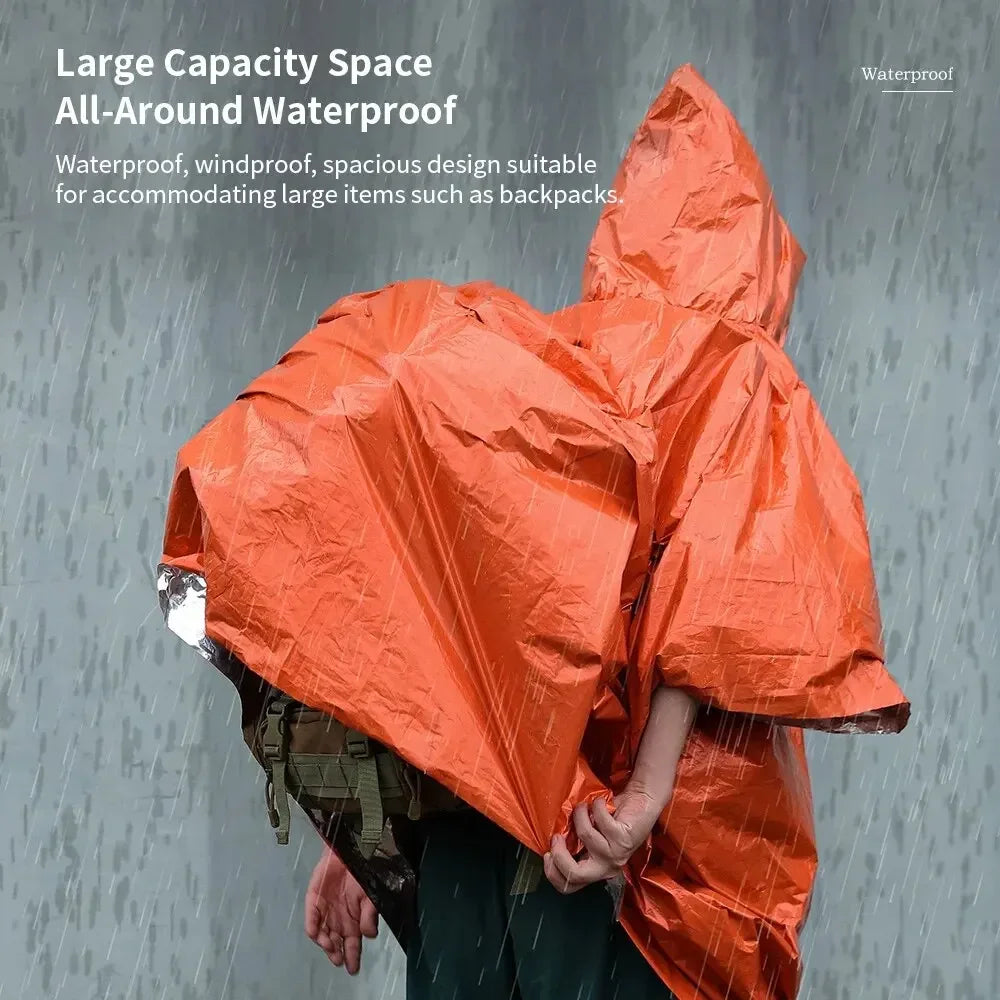 Emergency Rain Poncho Waterproof Rainwear For Camping Survival Gear