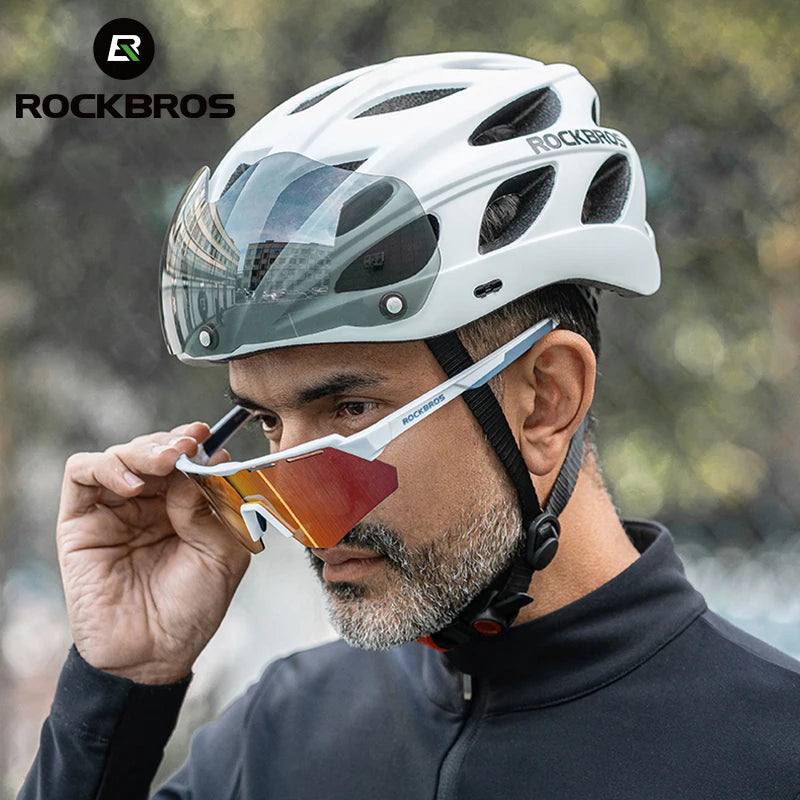 Rockbros Lightweight Cycling Helmet With Protective Goggles