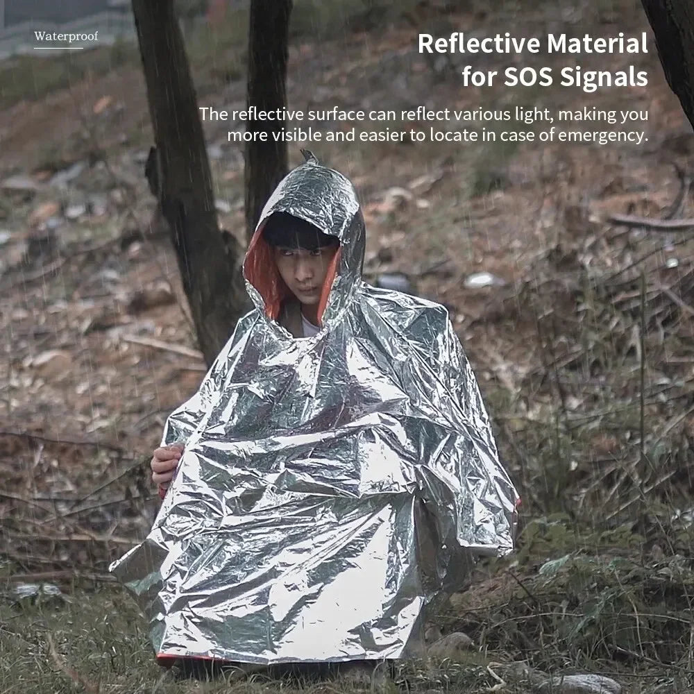 Emergency Rain Poncho Waterproof Rainwear For Camping Survival Gear