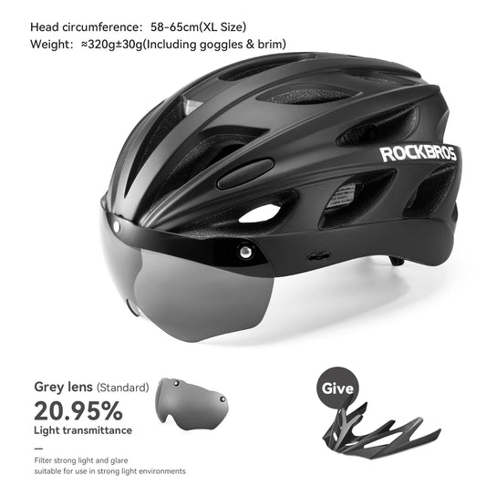 Rockbros Lightweight Cycling Helmet With Protective Goggles