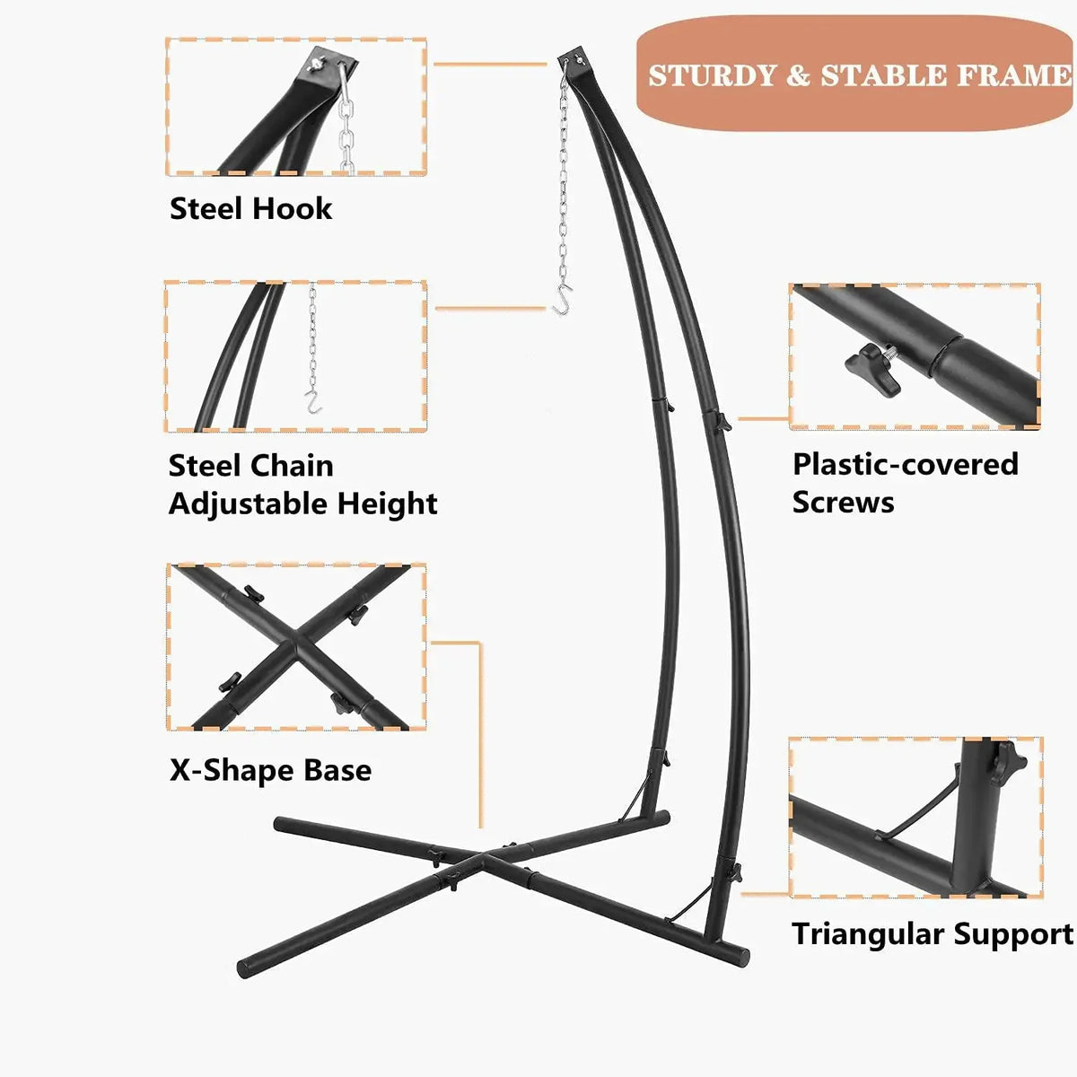 Homfa Hanging Hammock Stand With Play Tent Swing Chair Frame