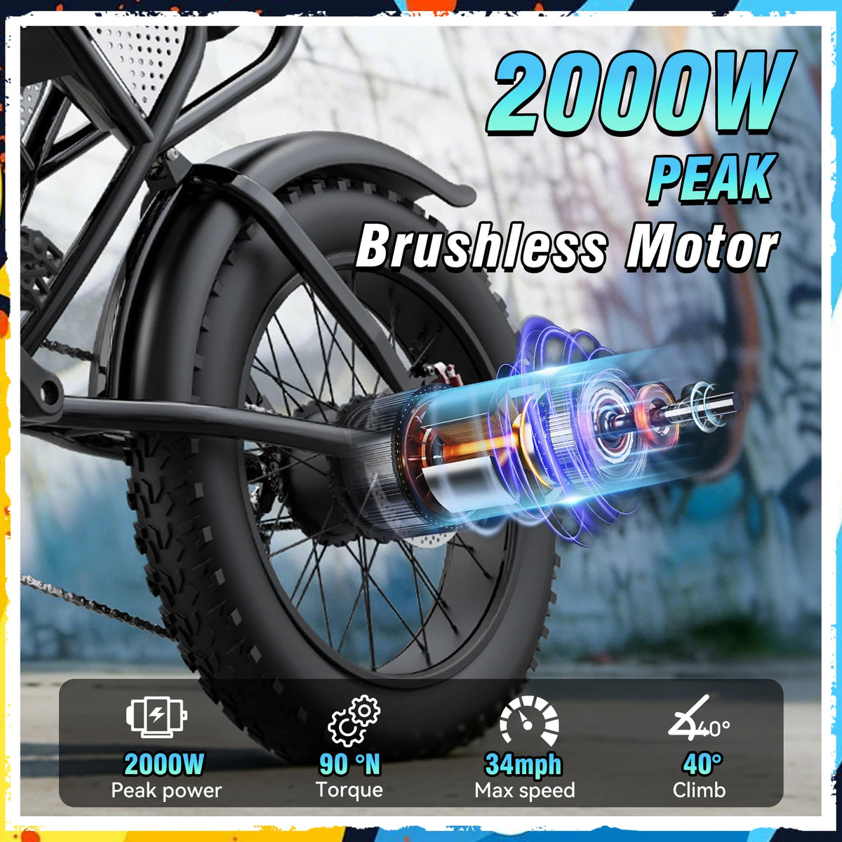 Ridstar Q30 2000W Electric Fat Bike 48V 20Ah Detachable Battery