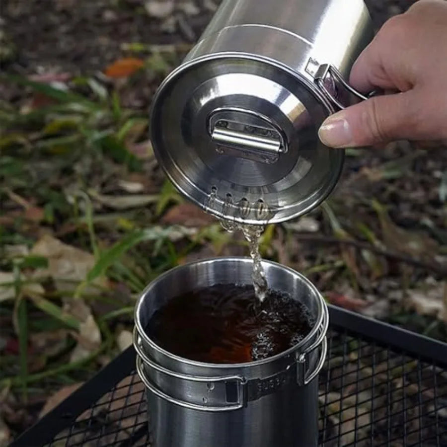 Foldable Stainless Steel Camping Cup Cookware Set With Vented Lid