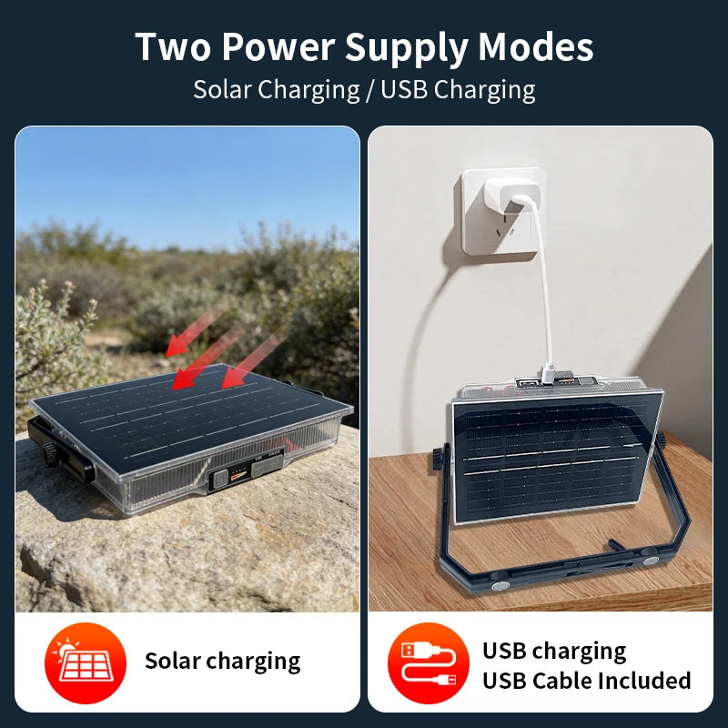 Morglad Solar LED Flashlight USB Rechargeable Outdoor Camping Lantern