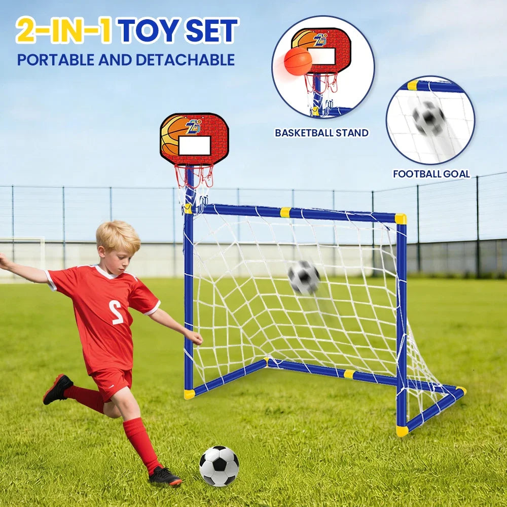 2 IN 1 Sports Toys Children's Basketball Stand Football Goal Toy Portable Indoor Outdoor Games Child Boys Kids Birthday Gifts