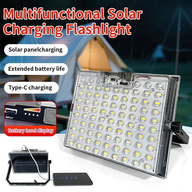 Morglad Solar LED Flashlight USB Rechargeable Outdoor Camping Lantern