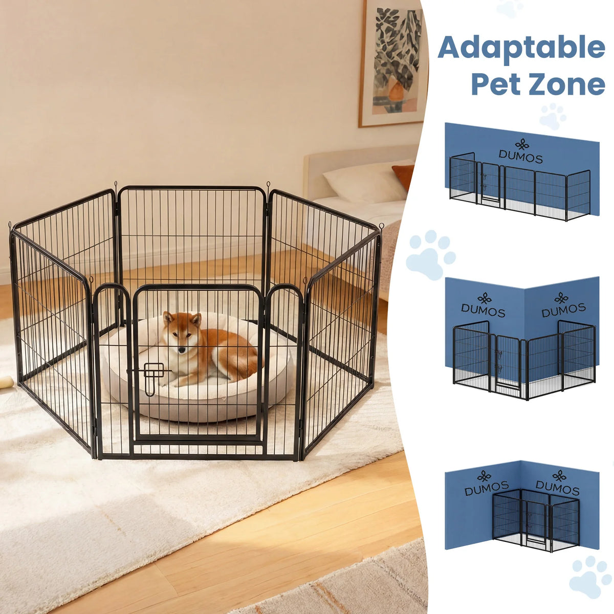 JHK 6 Panel Metal Dog Playpen Foldable Outdoor Pet Fence