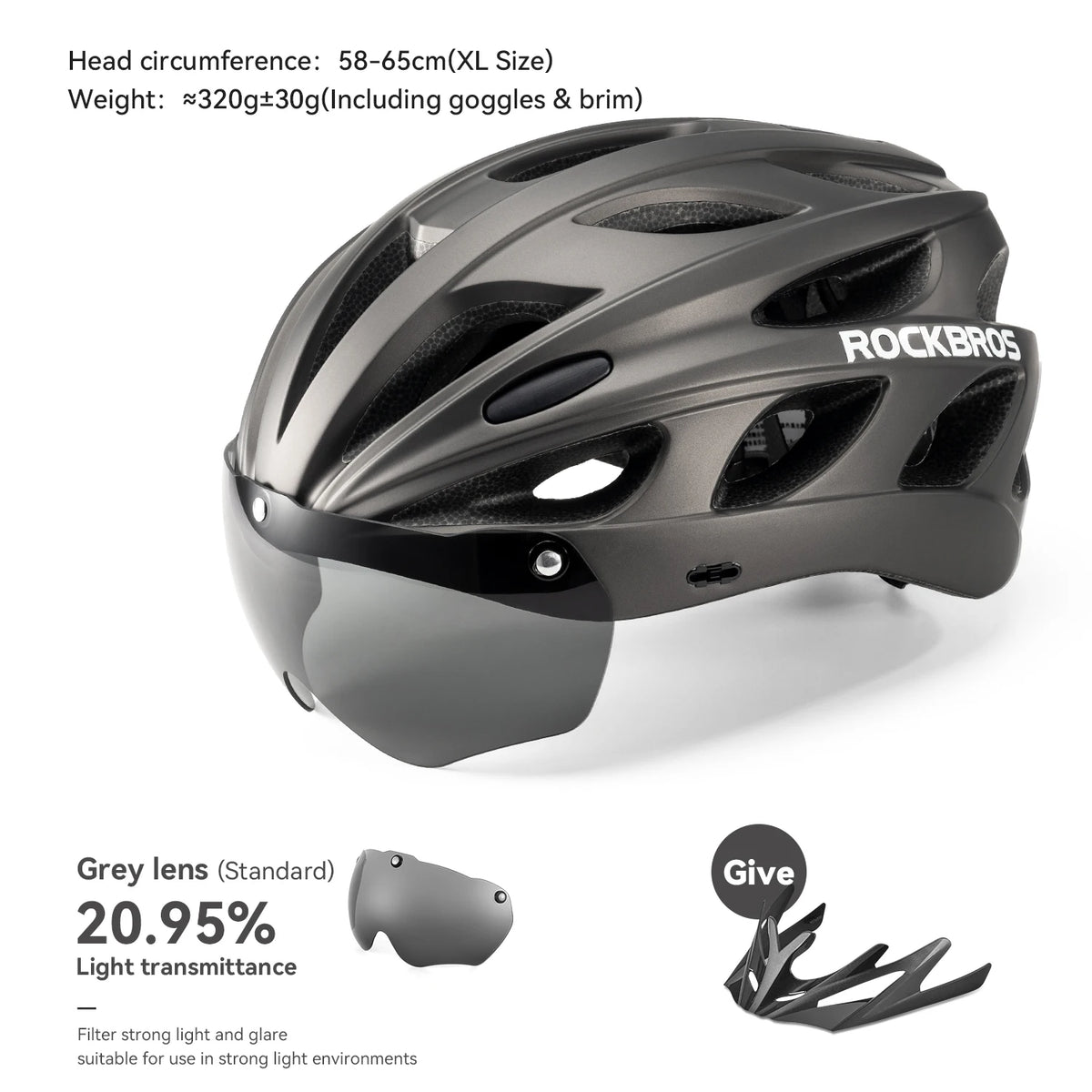 Rockbros Lightweight Cycling Helmet With Protective Goggles