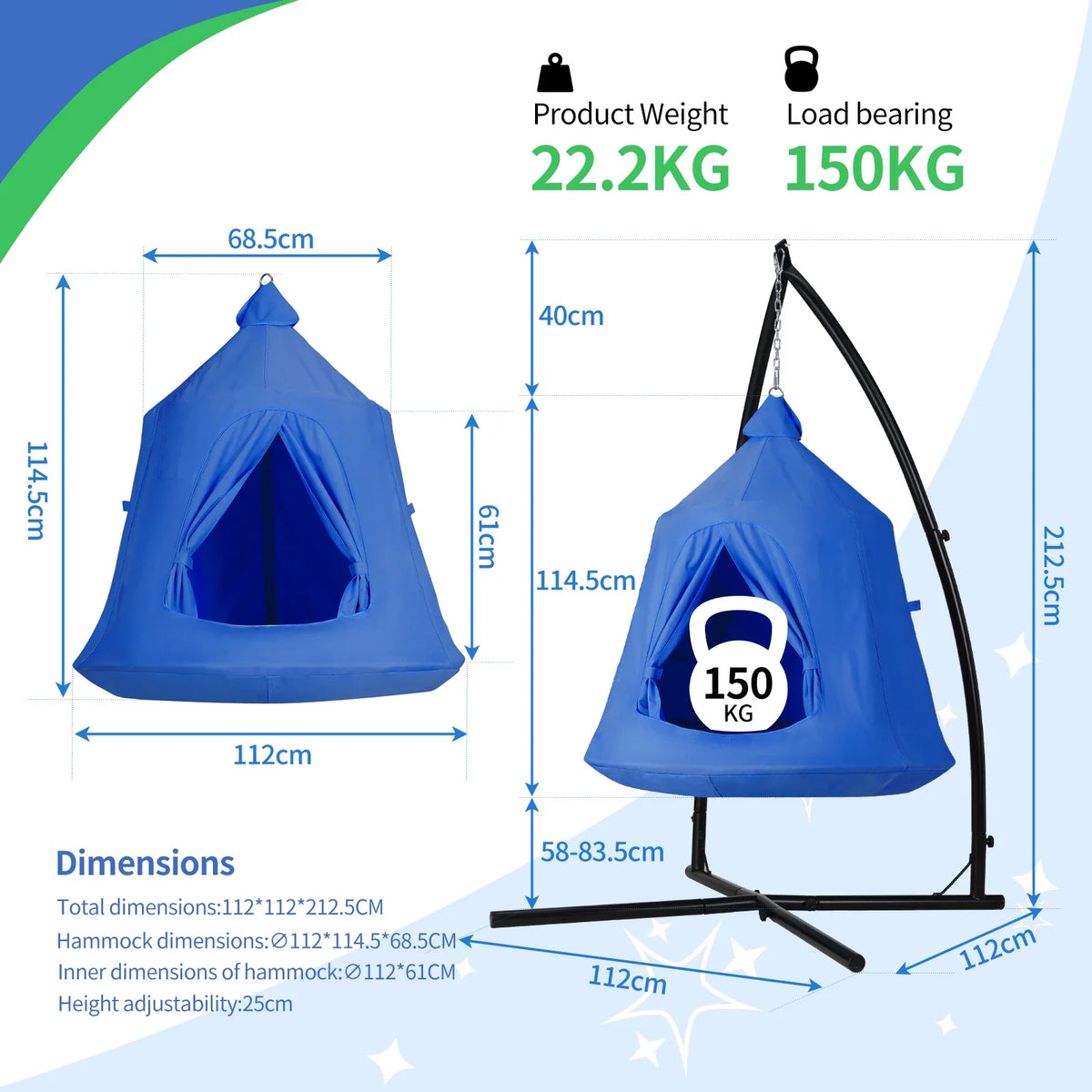 Homfa Hanging Hammock Stand With Play Tent Swing Chair Frame