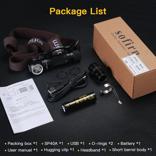 Sofirn SP40A 1200lm TIR Headlamp Rechargeable USB C With Magnet