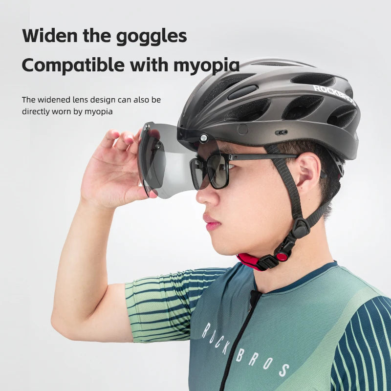 Rockbros Lightweight Cycling Helmet With Protective Goggles