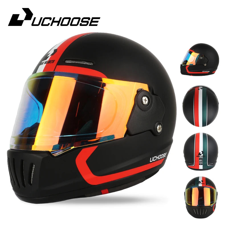 UCHOOSE DOT Certified Retro Open Face Motorcycle Helmet