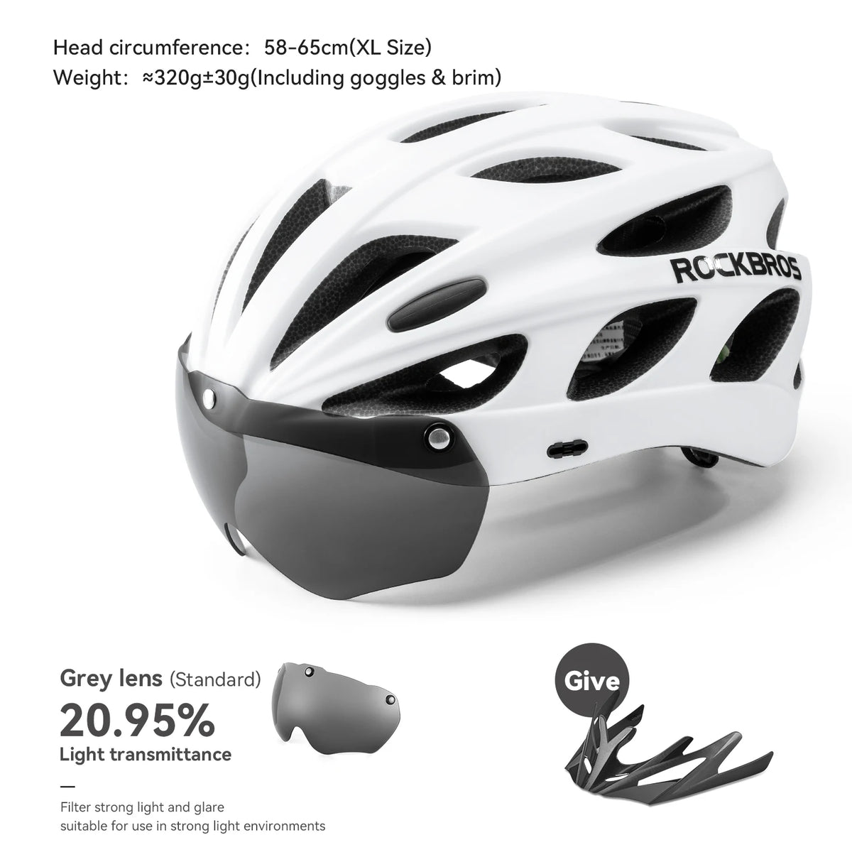 Rockbros Lightweight Cycling Helmet With Protective Goggles