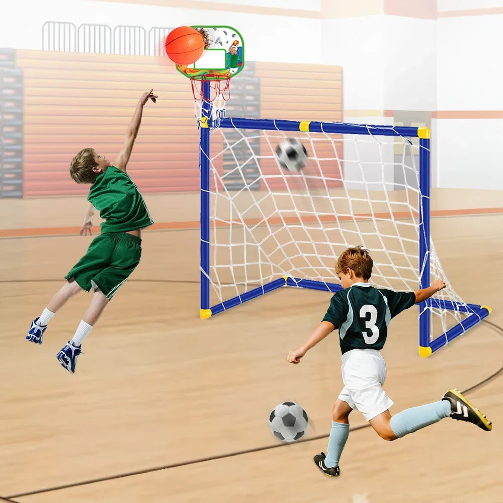 2 IN 1 Sports Toys Children's Basketball Stand Football Goal Toy Portable Indoor Outdoor Games Child Boys Kids Birthday Gifts