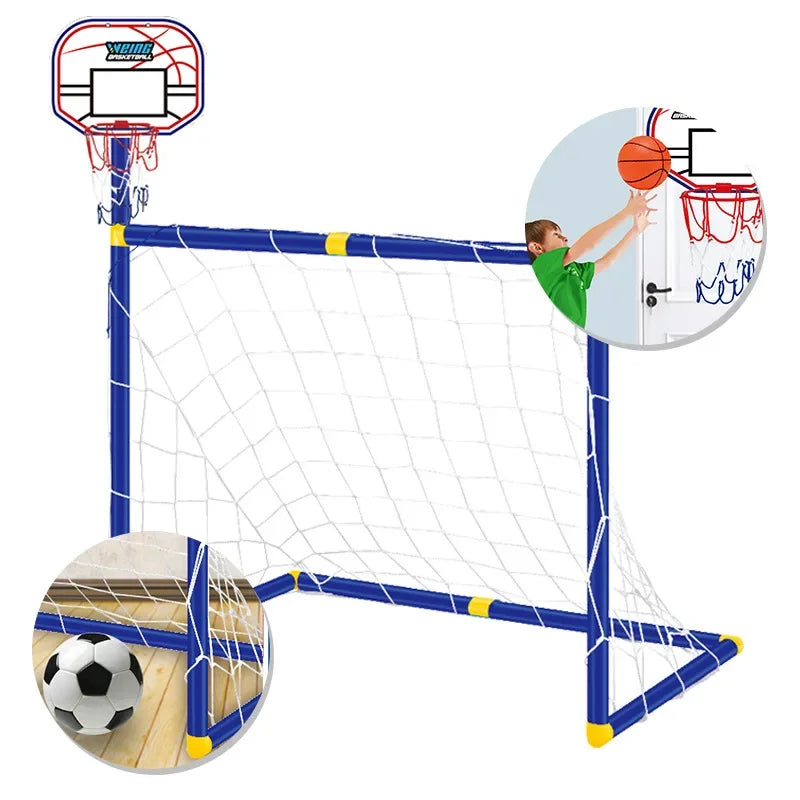 2 IN 1 Sports Toys Children's Basketball Stand Football Goal Toy Portable Indoor Outdoor Games Child Boys Kids Birthday Gifts