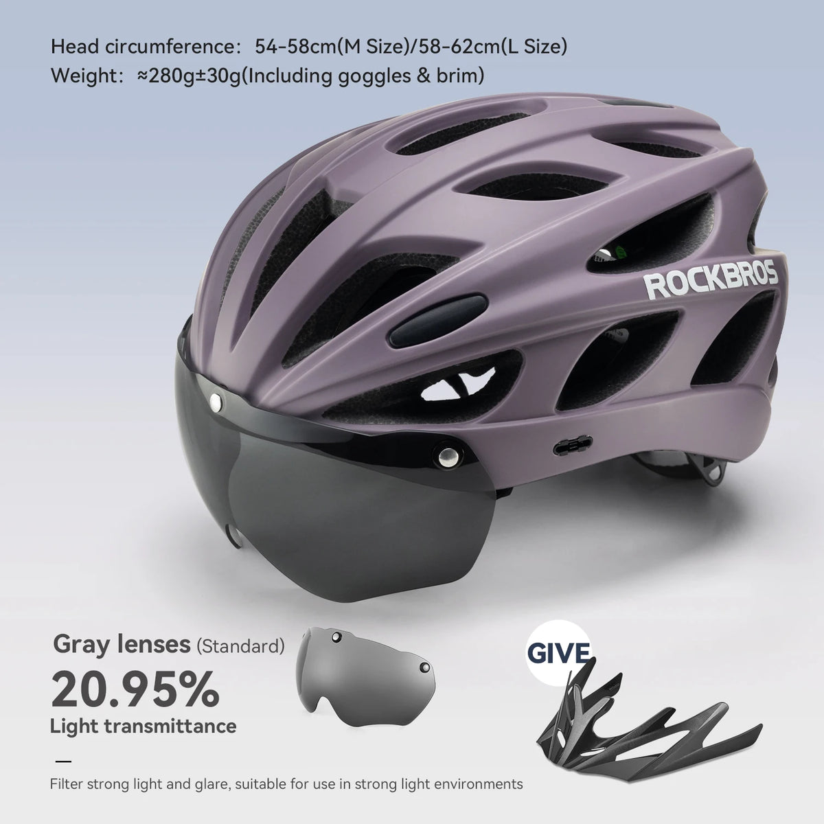 Rockbros Lightweight Cycling Helmet With Protective Goggles