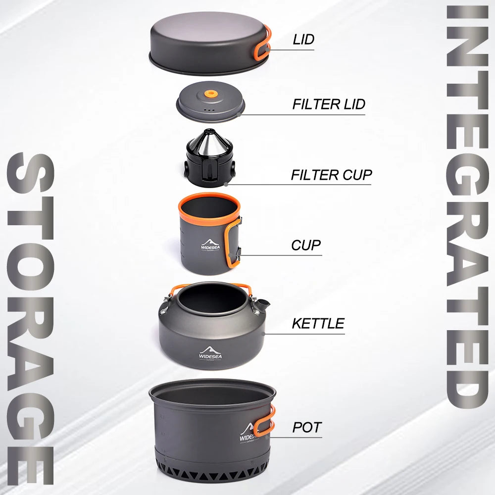 WIDESEA Outdoor Camping Cookware Set With Kettle And Utensils